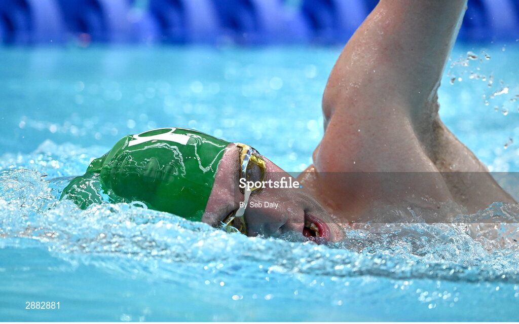 20 July 2024; Daniel Wiffen during a Team Ireland Paris 2024 Aquatics team training session at the National Aquatic Centre on the Sport Ireland Campus in Dublin. Photo by Seb Daly/Sportsfile