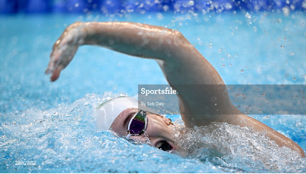 20 July 2024; Victoria Catterson during a Team Ireland Paris 2024 Aquatics team training session at the National Aquatic Centre on the Sport Ireland Campus in Dublin. Photo by Seb Daly/Sportsfile