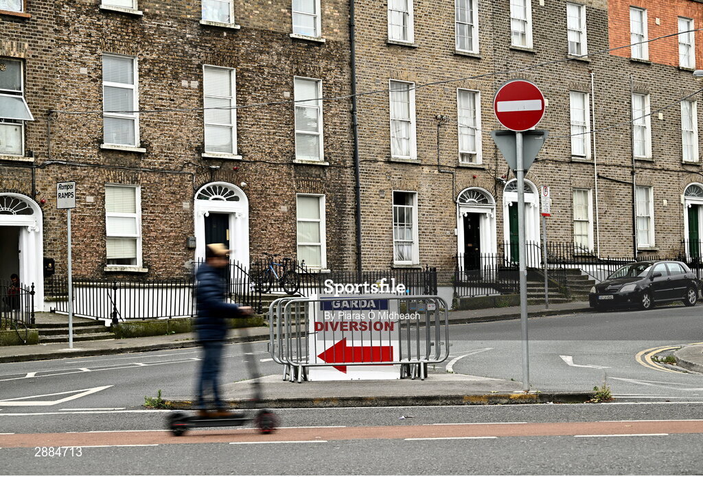21 July 2024; A general view of a road near Croke Park before the GAA Hurling All-Ireland Senior Championship Final between Clare and Cork at Croke Park in Dublin. Photo by Piaras Ó Mídheach/Sportsfile