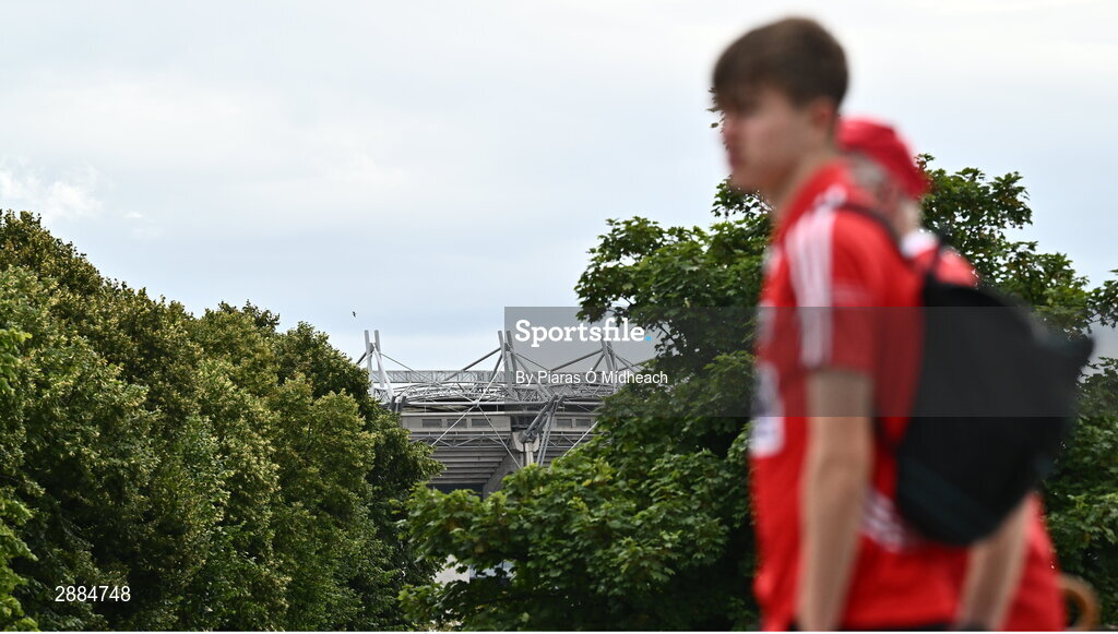 21 July 2024; Cork supporters before the GAA Hurling All-Ireland Senior Championship Final between Clare and Cork at Croke Park in Dublin. Photo by Piaras Ó Mídheach/Sportsfile