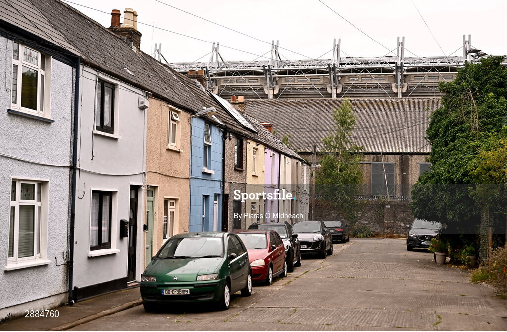 21 July 2024; A general view of houses near Croke Park before the GAA Hurling All-Ireland Senior Championship Final between Clare and Cork at Croke Park in Dublin. Photo by Piaras Ó Mídheach/Sportsfile