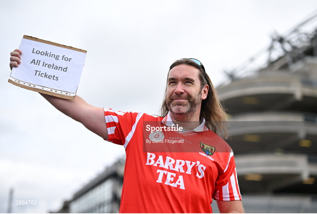 21 July 2024; Cork supporter Damien Higgins from Ballincollig, Cork, before the GAA Hurling All-Ireland Senior Championship Final between Clare and Cork at Croke Park in Dublin. Photo by David Fitzgerald/Sportsfile