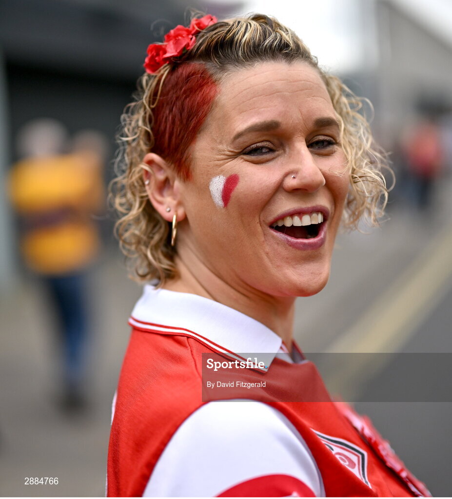 21 July 2024; Cork supporter Eilish Farrell from Passage West, Cork, before the GAA Hurling All-Ireland Senior Championship Final between Clare and Cork at Croke Park in Dublin. Photo by David Fitzgerald/Sportsfile
