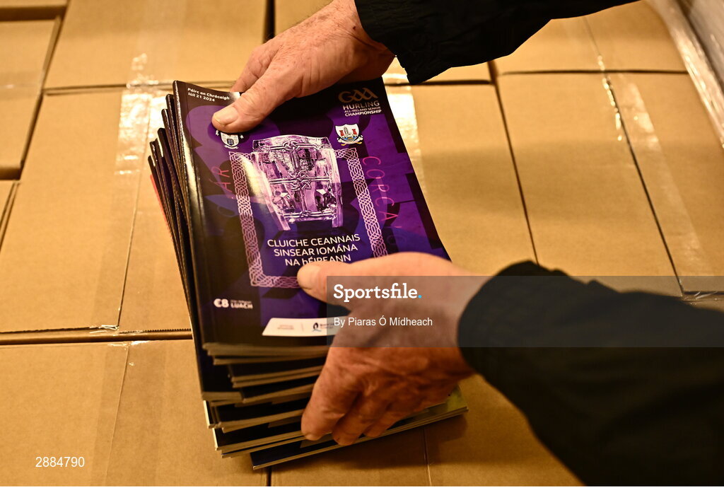 21 July 2024; Match programmes in storage before the GAA Hurling All-Ireland Senior Championship Final between Clare and Cork at Croke Park in Dublin. Photo by Piaras Ó Mídheach/Sportsfile