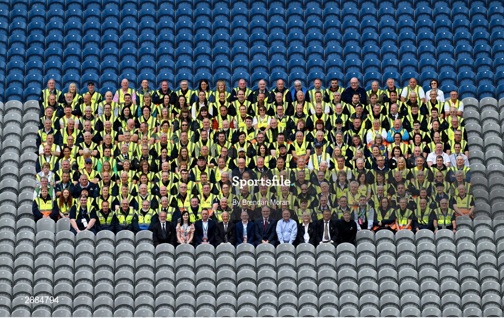 21 July 2024; Croke Park stadium stewards group photo before the GAA Hurling All-Ireland Senior Championship final between Clare and Cork at Croke Park in Dublin. Photo by Brendan Moran/Sportsfile