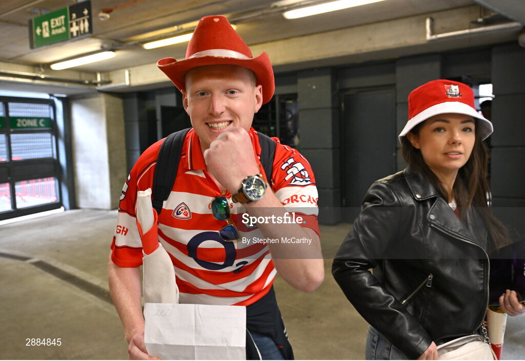 21 July 2024; Cork supporters arrive for the GAA Hurling All-Ireland Senior Championship Final between Clare and Cork at Croke Park in Dublin. Photo by Stephen McCarthy/Sportsfile