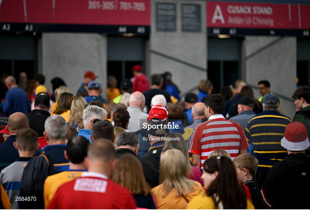 21 July 2024; Supporters enter via the Cusack stand entrance before the GAA Hurling All-Ireland Senior Championship Final between Clare and Cork at Croke Park in Dublin. Photo by David Fitzgerald/Sportsfile