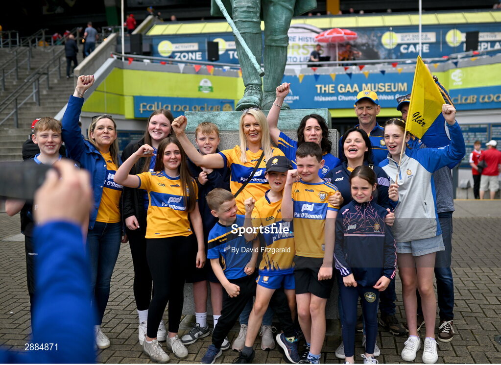 21 July 2024; Clare supporters before the GAA Hurling All-Ireland Senior Championship Final between Clare and Cork at Croke Park in Dublin. Photo by David Fitzgerald/Sportsfile