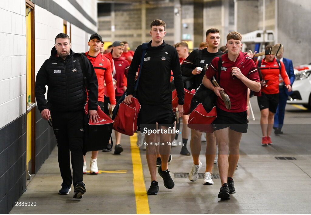 21 July 2024; Cork players and staff arrive for the GAA Hurling All-Ireland Senior Championship Final between Clare and Cork at Croke Park in Dublin. Photo by Stephen McCarthy/Sportsfile