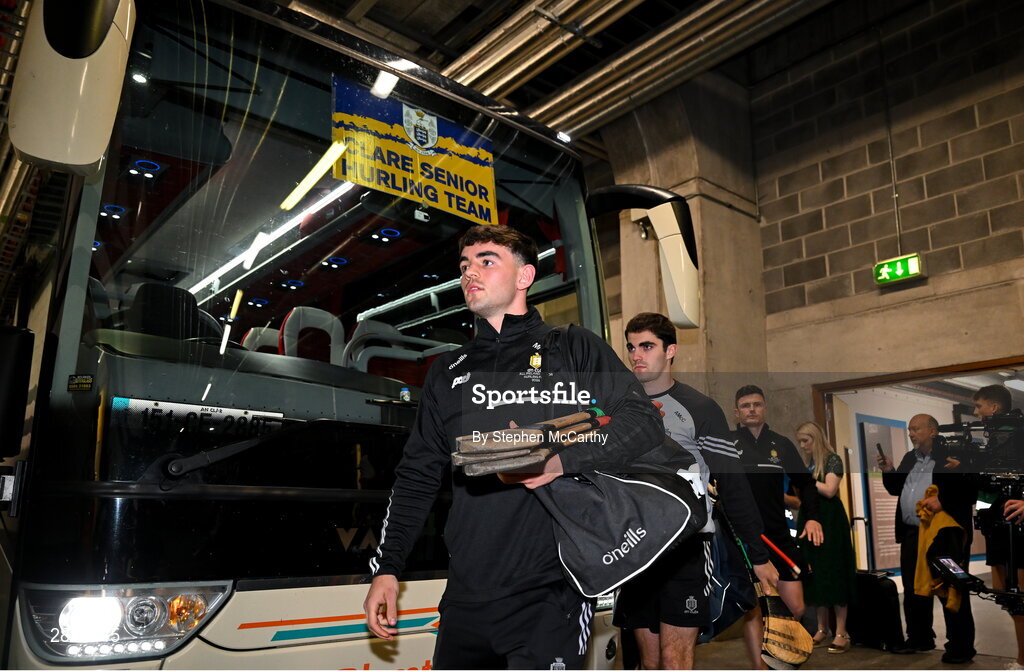 21 July 2024; Mark Rodgers of Clare arrives for the GAA Hurling All-Ireland Senior Championship Final between Clare and Cork at Croke Park in Dublin. Photo by Stephen McCarthy/Sportsfile