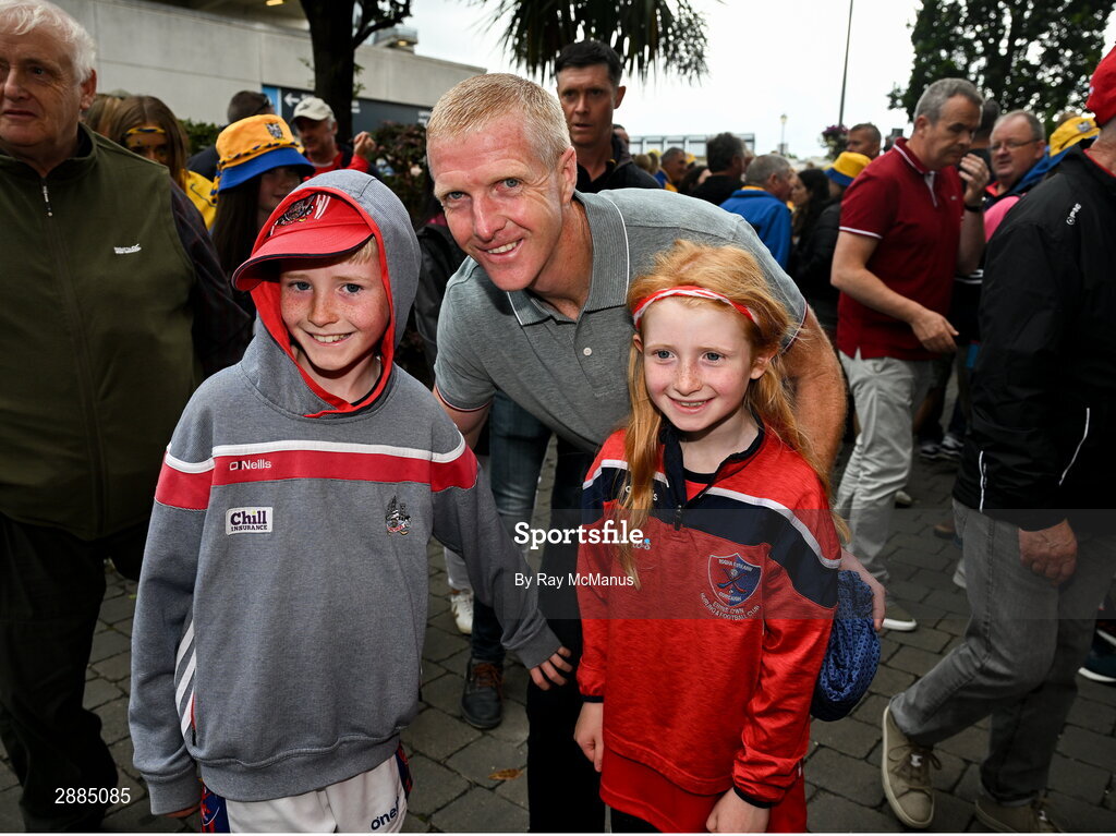 21 July 2024; Henry Shefflin with Cork supporters before the GAA Hurling All-Ireland Senior Championship Final between Clare and Cork at Croke Park in Dublin. Photo by Ray McManus/Sportsfile