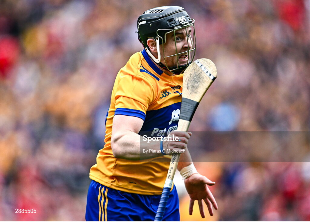 21 July 2024; Clare captain Tony Kelly celebrates at the final whistle after his side's victory in the GAA Hurling All-Ireland Senior Championship Final between Clare and Cork at Croke Park in Dublin. Photo by Piaras Ó Mídheach/Sportsfile