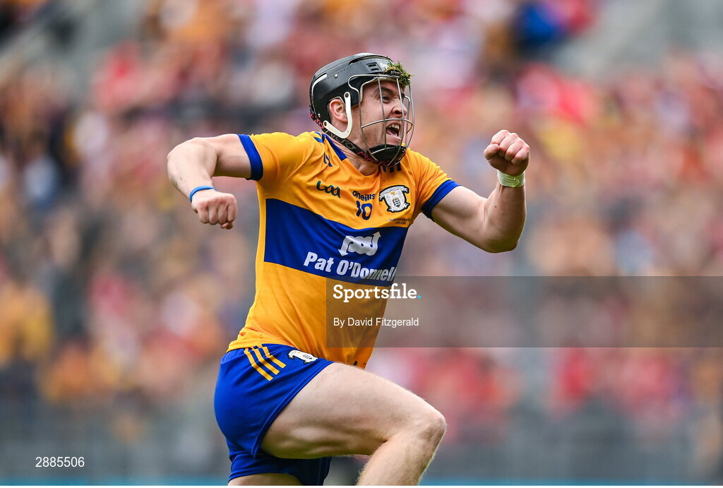 21 July 2024; Tony Kelly of Clare celebrates at the final whistle after the GAA Hurling All-Ireland Senior Championship Final between Clare and Cork at Croke Park in Dublin. Photo by David Fitzgerald/Sportsfile
