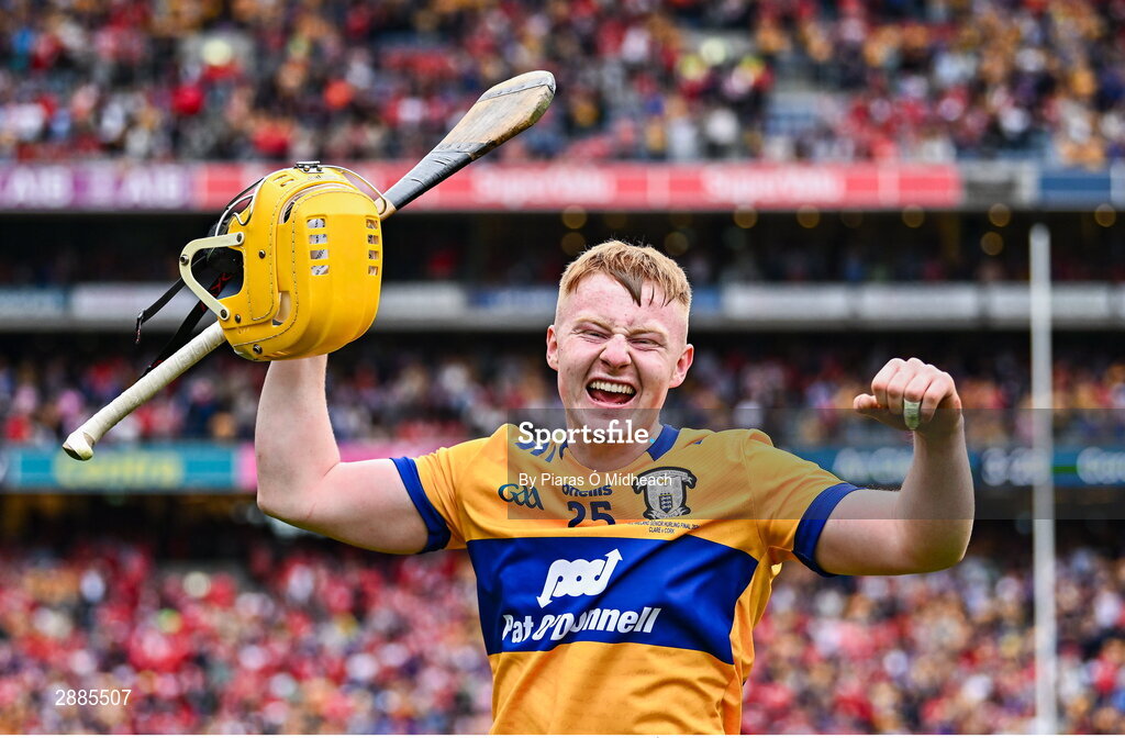 21 July 2024; Shane Meehan of Clare celebrares after his side's victory in the GAA Hurling All-Ireland Senior Championship Final between Clare and Cork at Croke Park in Dublin. Photo by Piaras Ó Mídheach/Sportsfile
