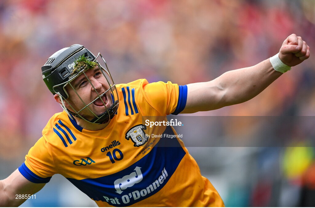 21 July 2024; Tony Kelly of Clare celebrates at the final whistle after the GAA Hurling All-Ireland Senior Championship Final between Clare and Cork at Croke Park in Dublin. Photo by David Fitzgerald/Sportsfile