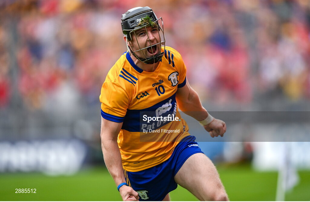 21 July 2024; Tony Kelly of Clare celebrates at the final whistle after the GAA Hurling All-Ireland Senior Championship Final between Clare and Cork at Croke Park in Dublin. Photo by David Fitzgerald/Sportsfile