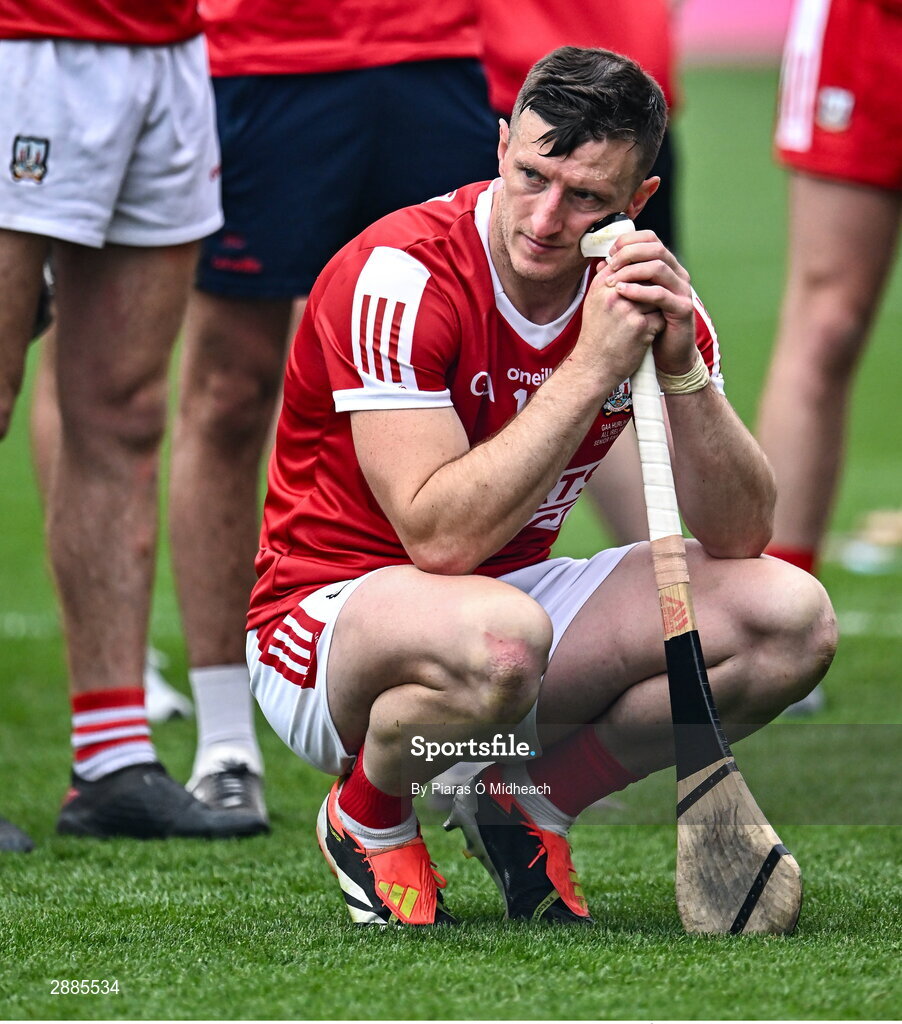 21 July 2024; Patrick Horgan of Cork after his side's defeat in the GAA Hurling All-Ireland Senior Championship Final between Clare and Cork at Croke Park in Dublin. Photo by Piaras Ó Mídheach/Sportsfile
