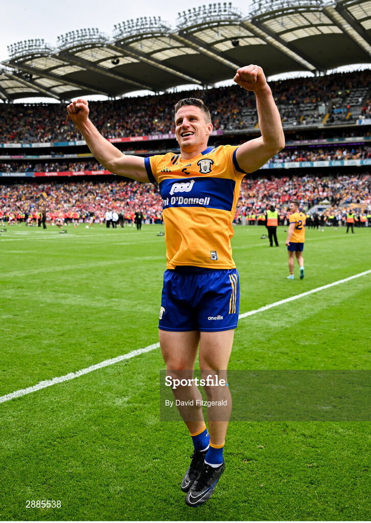 21 July 2024; John Conlon of Clare celebrates after the GAA Hurling All-Ireland Senior Championship Final between Clare and Cork at Croke Park in Dublin. Photo by David Fitzgerald/Sportsfile