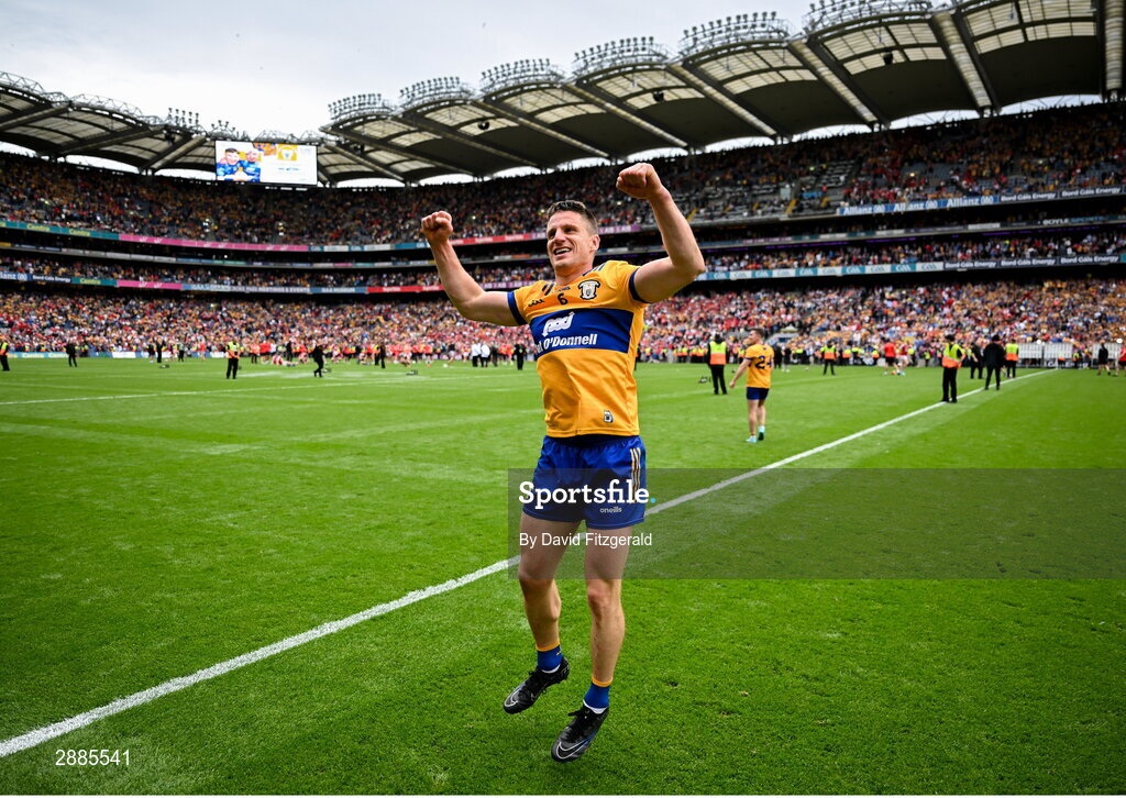 21 July 2024; John Conlon of Clare celebrates after the GAA Hurling All-Ireland Senior Championship Final between Clare and Cork at Croke Park in Dublin. Photo by David Fitzgerald/Sportsfile