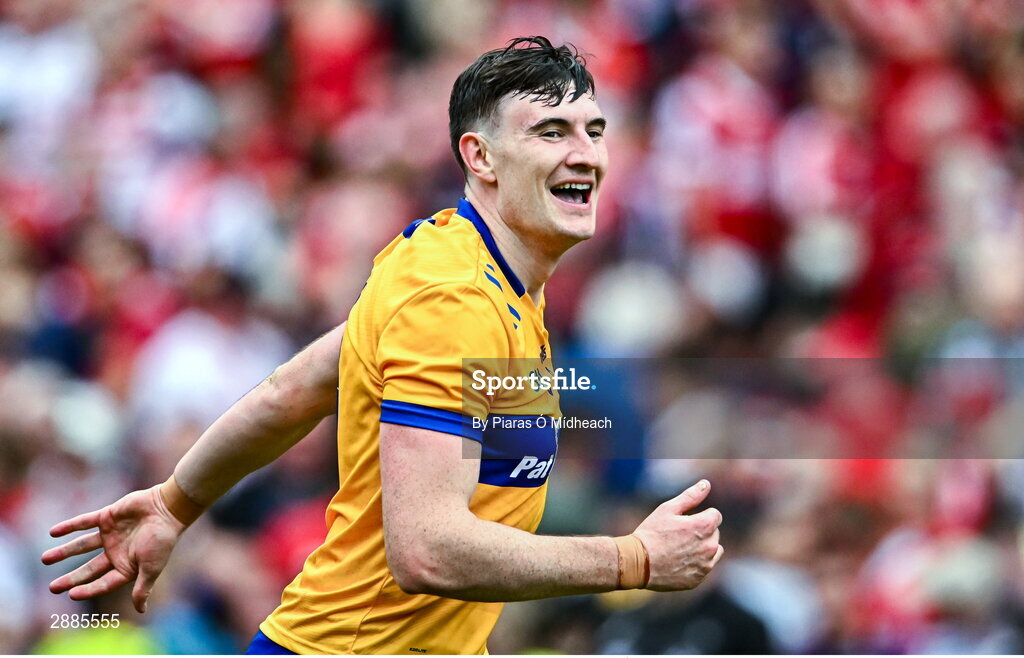 21 July 2024; David Fitzgerald of Clare celebrates after his side's victory in the GAA Hurling All-Ireland Senior Championship Final between Clare and Cork at Croke Park in Dublin. Photo by Piaras Ó Mídheach/Sportsfile