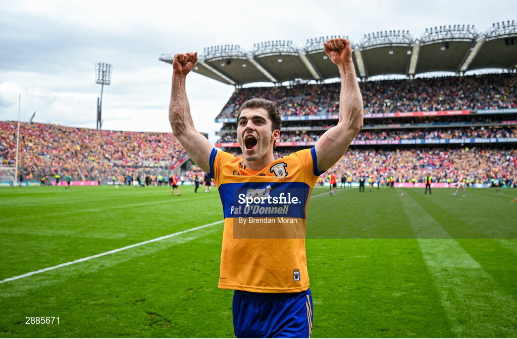 21 July 2024; Aidan McCarthy of Clare after the GAA Hurling All-Ireland Senior Championship Final between Clare and Cork at Croke Park in Dublin. Photo by Brendan Moran/Sportsfile