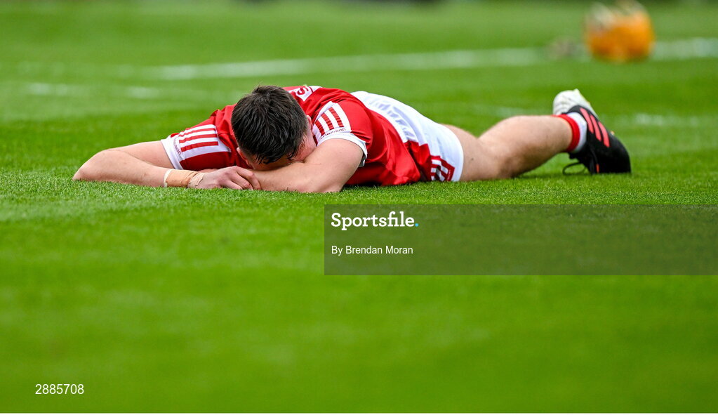 21 July 2024; A dejected Brian Hayes of Cork after the GAA Hurling All-Ireland Senior Championship Final between Clare and Cork at Croke Park in Dublin. Photo by Brendan Moran/Sportsfile