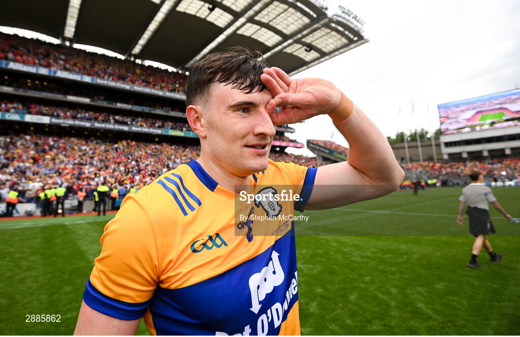 21 July 2024; David Fitzgerald of Clare celebrates after the GAA Hurling All-Ireland Senior Championship Final between Clare and Cork at Croke Park in Dublin. Photo by Stephen McCarthy/Sportsfile