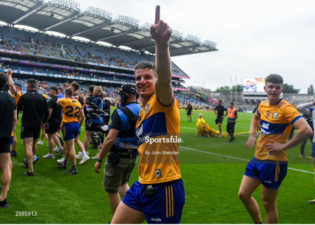 21 July 2024; John Conlon of Clare celebrates after the GAA Hurling All-Ireland Senior Championship Final between Clare and Cork at Croke Park in Dublin. Photo by John Sheridan/Sportsfile
