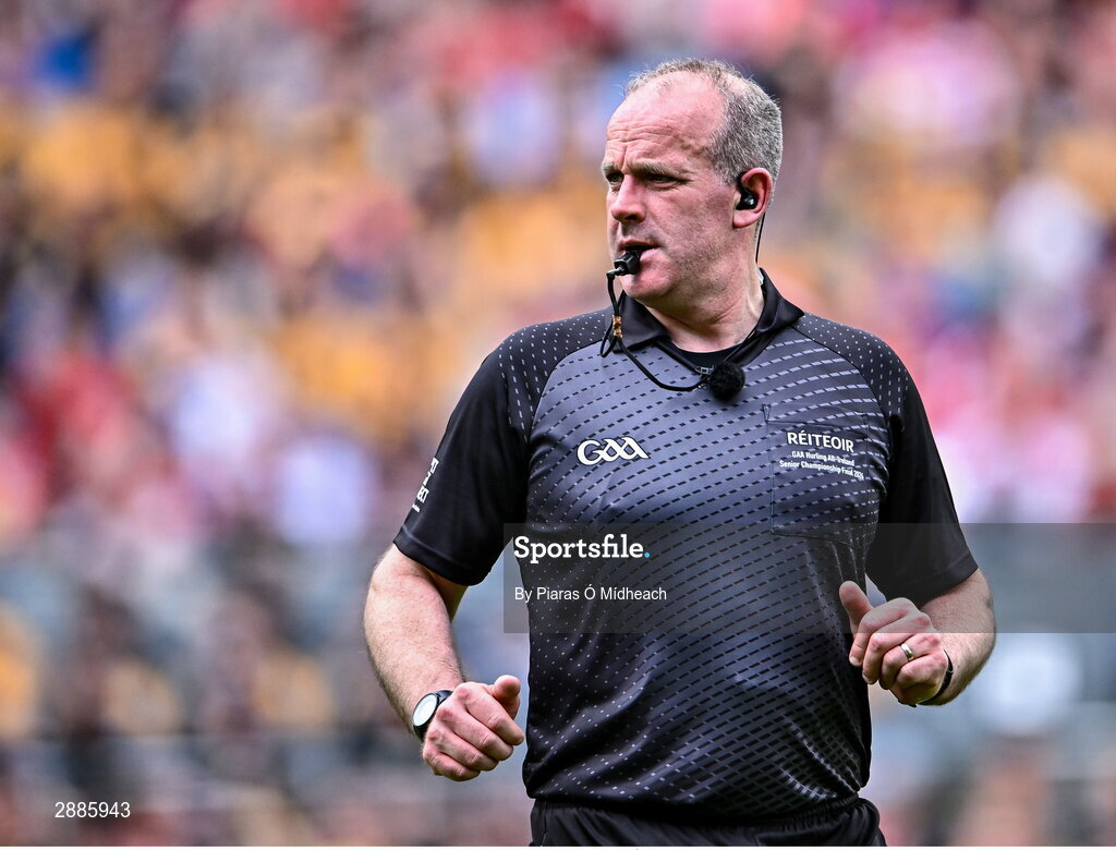 21 July 2024; Referee Johnny Murphy during the GAA Hurling All-Ireland Senior Championship Final between Clare and Cork at Croke Park in Dublin. Photo by Piaras Ó Mídheach/Sportsfile