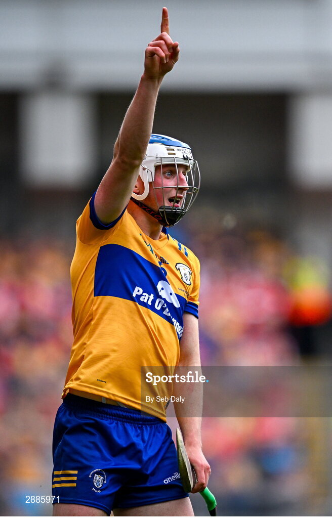 21 July 2024; Diarmuid Ryan of Clare reacts after attempting to score a point during the GAA Hurling All-Ireland Senior Championship Final match between Clare and Cork at Croke Park in Dublin. Photo by Seb Daly/Sportsfile