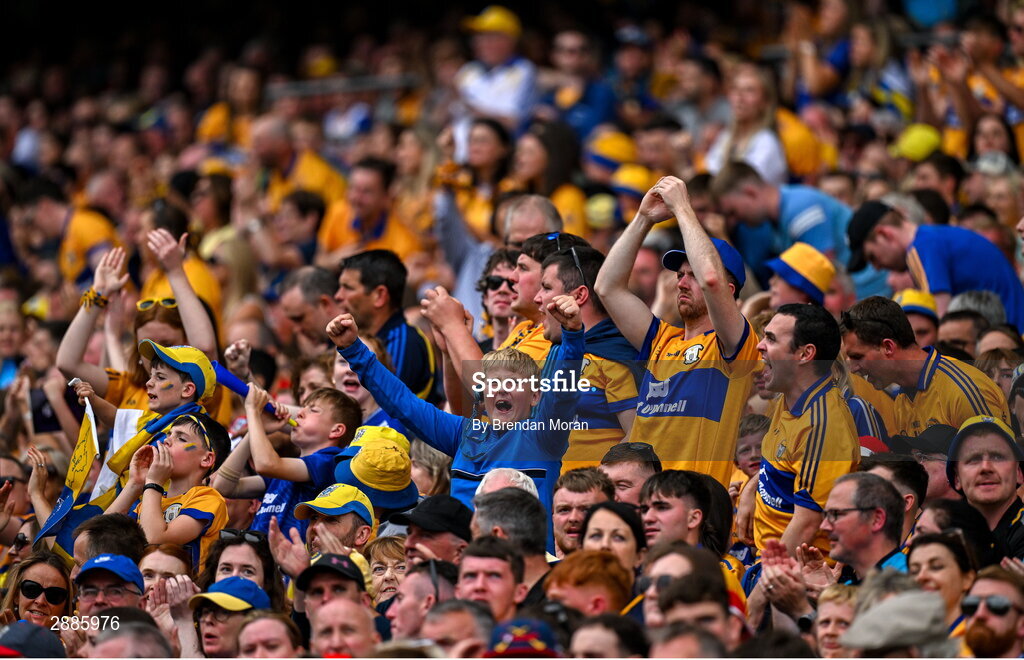 21 July 2024; Clare supporters during the GAA Hurling All-Ireland Senior Championship Final between Clare and Cork at Croke Park in Dublin. Photo by Brendan Moran/Sportsfile