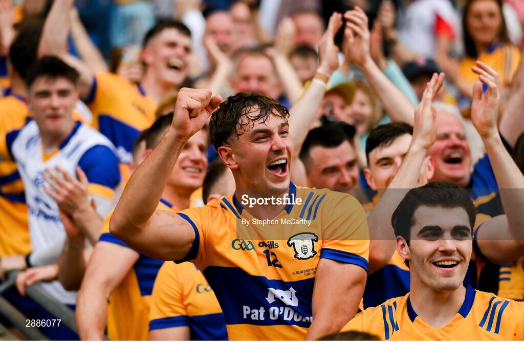 21 July 2024; Peter Duggan of Clare celebrates after the GAA Hurling All-Ireland Senior Championship Final between Clare and Cork at Croke Park in Dublin. Photo by Stephen McCarthy/Sportsfile