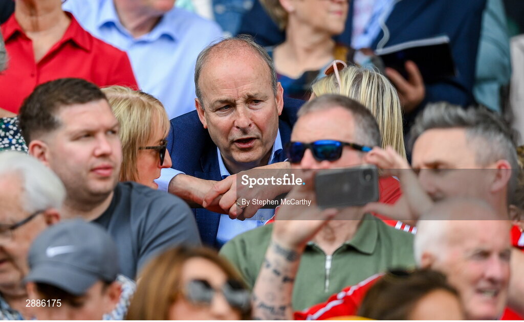 21 July 2024; Tánaiste Micheál Martin TD during the GAA Hurling All-Ireland Senior Championship Final between Clare and Cork at Croke Park in Dublin. Photo by Stephen McCarthy/Sportsfile