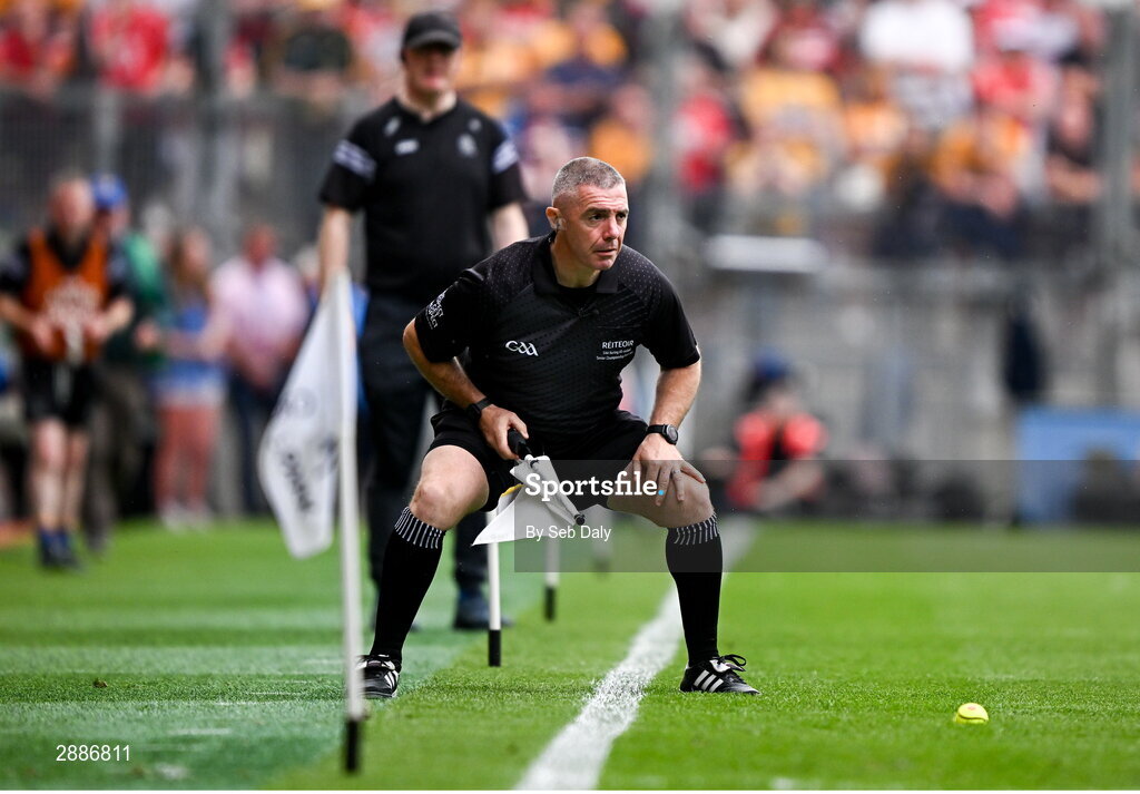21 July 2024; Stand by referee Liam Gordon during the GAA Hurling All-Ireland Senior Championship Final match between Clare and Cork at Croke Park in Dublin. Photo by Seb Daly/Sportsfile