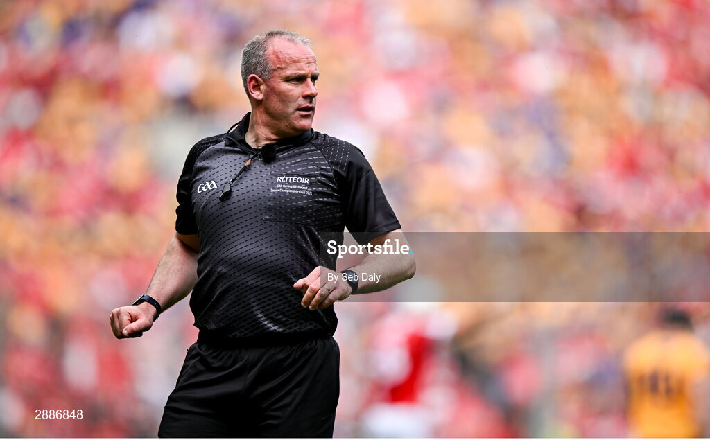 21 July 2024; Referee Johnny Murphy during the GAA Hurling All-Ireland Senior Championship Final match between Clare and Cork at Croke Park in Dublin. Photo by Seb Daly/Sportsfile