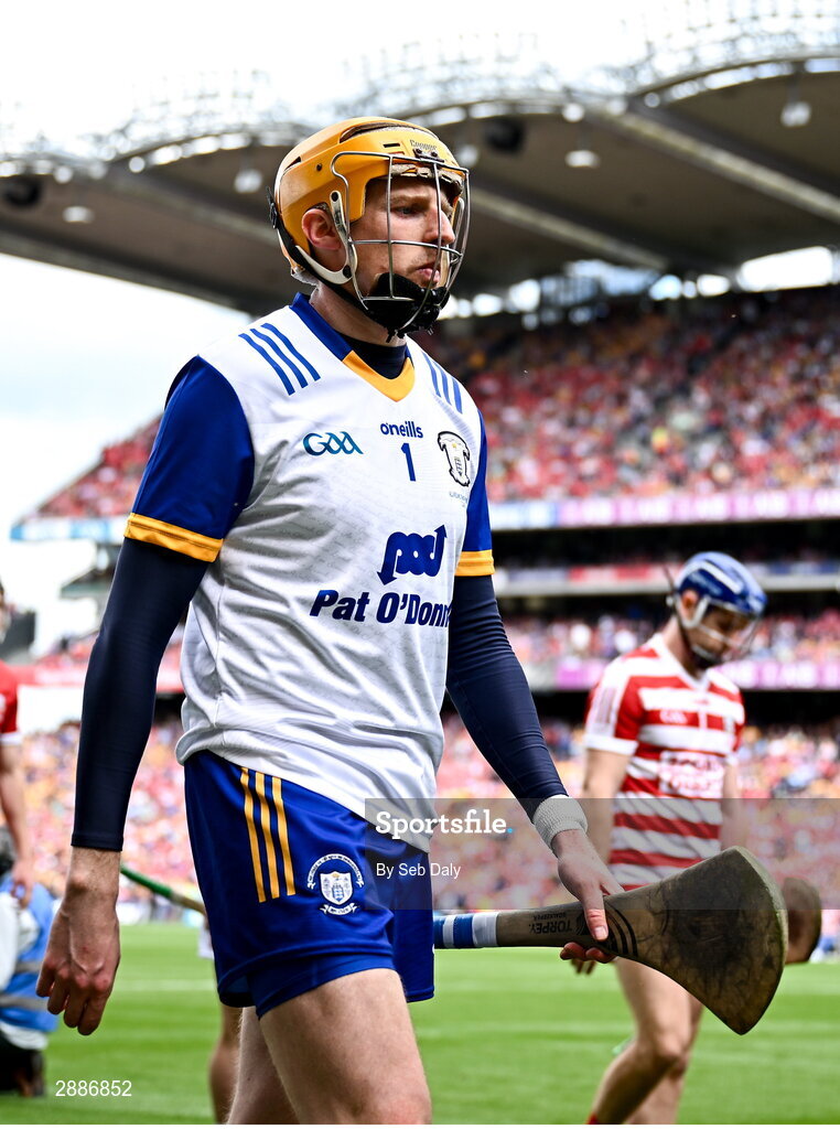 21 July 2024; Clare goalkeeper Eibhear Quilligan before the GAA Hurling All-Ireland Senior Championship Final match between Clare and Cork at Croke Park in Dublin. Photo by Seb Daly/Sportsfile