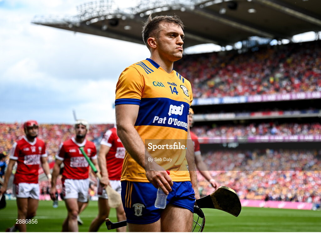 21 July 2024; Shane O'Donnell of Clare before the GAA Hurling All-Ireland Senior Championship Final match between Clare and Cork at Croke Park in Dublin. Photo by Seb Daly/Sportsfile