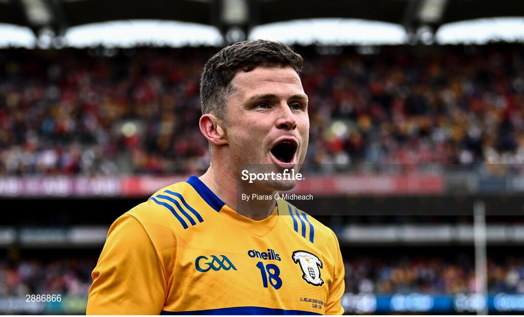 21 July 2024; Paul Flanagan of Clare celebrates after his side's victory in the GAA Hurling All-Ireland Senior Championship Final between Clare and Cork at Croke Park in Dublin. Photo by Piaras Ó Mídheach/Sportsfile