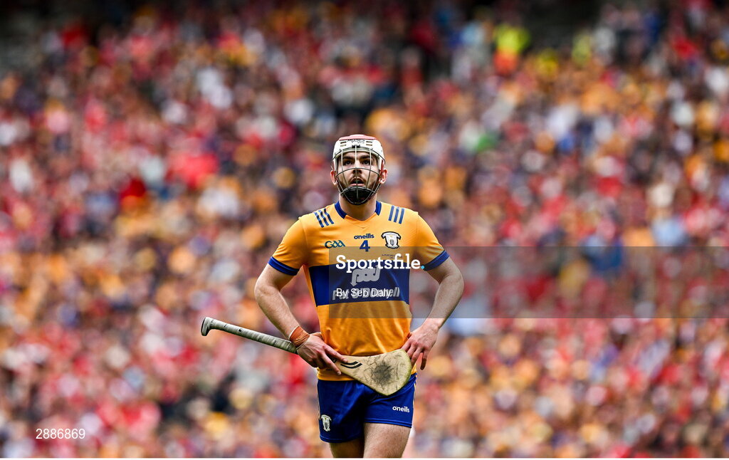21 July 2024; Conor Leen of Clare during the GAA Hurling All-Ireland Senior Championship Final match between Clare and Cork at Croke Park in Dublin. Photo by Seb Daly/Sportsfile