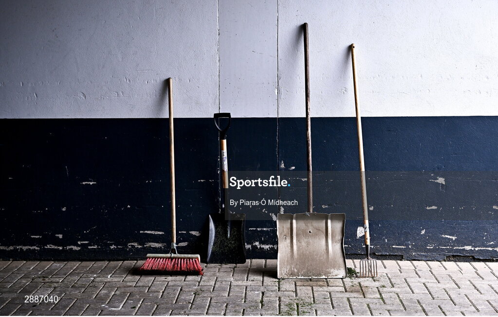 21 July 2024; Tools belonging to the Croke Park grounds staff before the GAA Hurling All-Ireland Senior Championship Final between Clare and Cork at Croke Park in Dublin. Photo by Piaras Ó Mídheach/Sportsfile