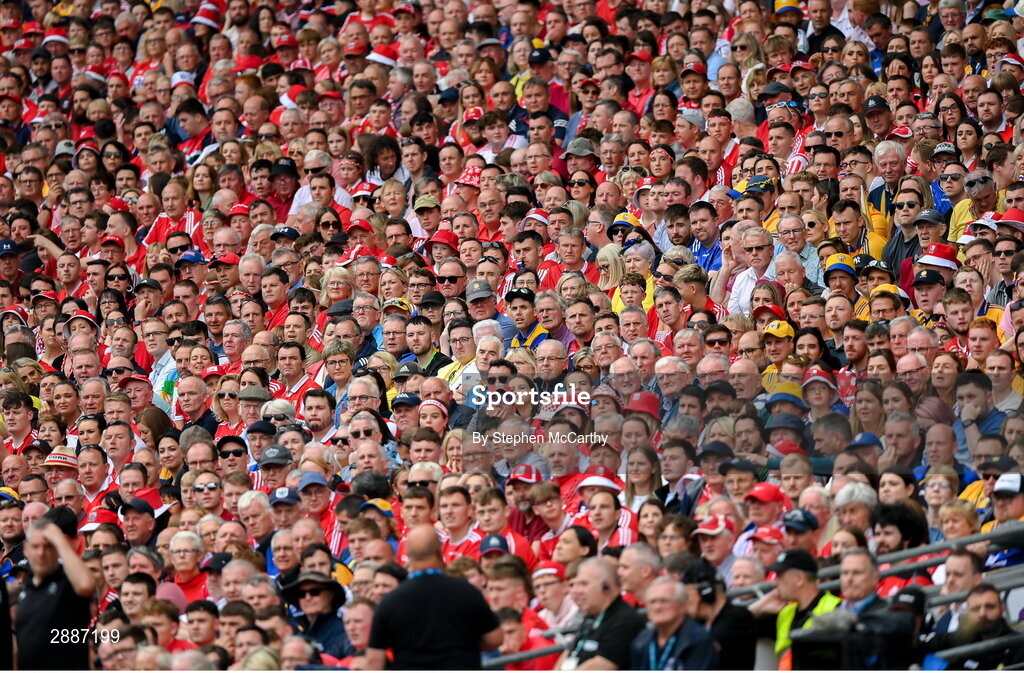 21 July 2024; Spectators during the GAA Hurling All-Ireland Senior Championship Final between Clare and Cork at Croke Park in Dublin. Photo by Stephen McCarthy/Sportsfile