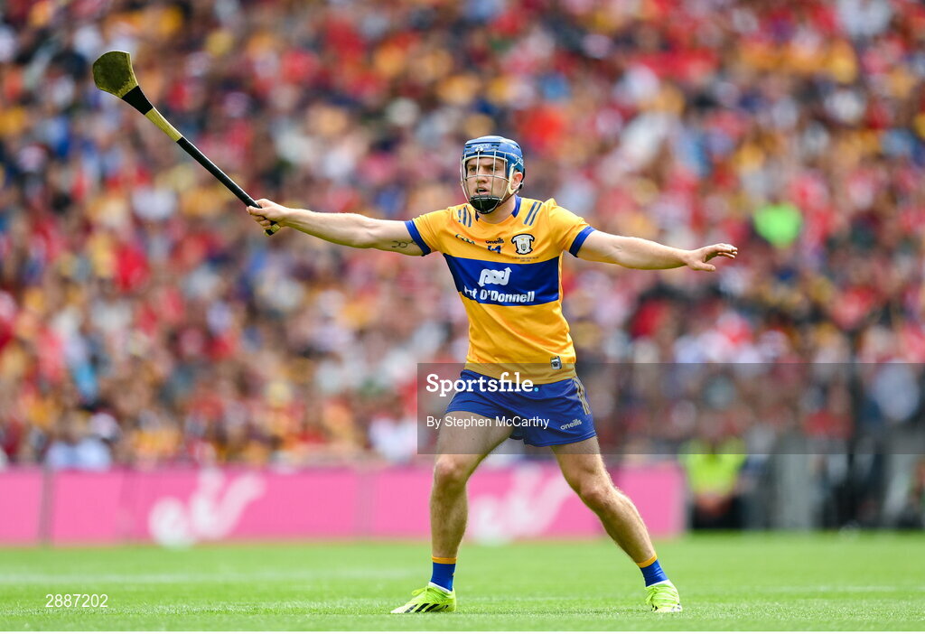 21 July 2024; Shane O'Donnell of Clare during the GAA Hurling All-Ireland Senior Championship Final between Clare and Cork at Croke Park in Dublin. Photo by Stephen McCarthy/Sportsfile
