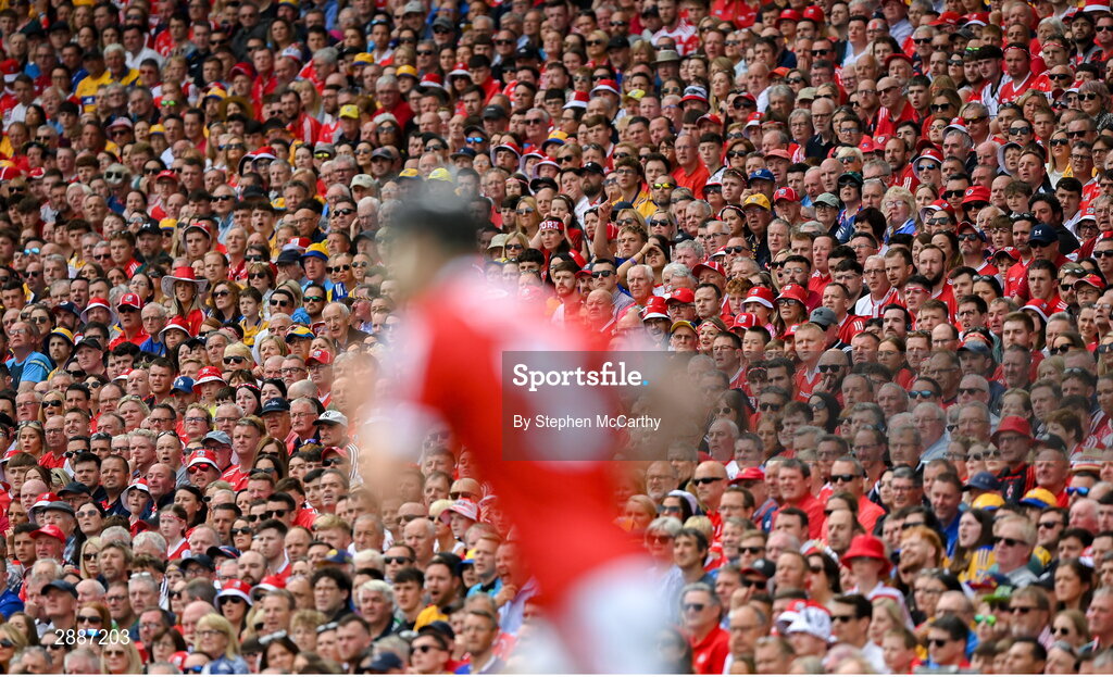 21 July 2024; Spectators during the GAA Hurling All-Ireland Senior Championship Final between Clare and Cork at Croke Park in Dublin. Photo by Stephen McCarthy/Sportsfile