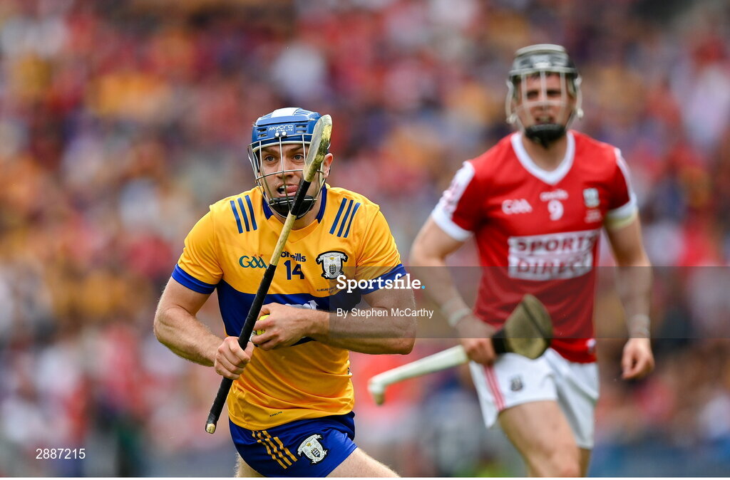 21 July 2024; Shane O'Donnell of Clare during the GAA Hurling All-Ireland Senior Championship Final between Clare and Cork at Croke Park in Dublin. Photo by Stephen McCarthy/Sportsfile