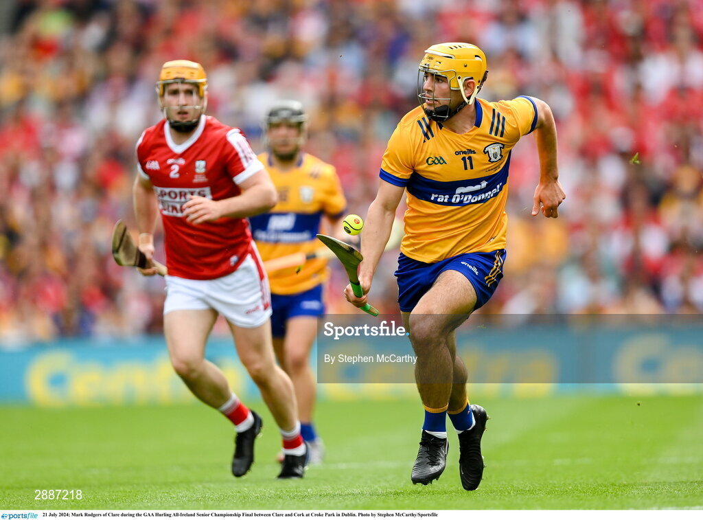 21 July 2024; Mark Rodgers of Clare during the GAA Hurling All-Ireland Senior Championship Final between Clare and Cork at Croke Park in Dublin. Photo by Stephen McCarthy/Sportsfile