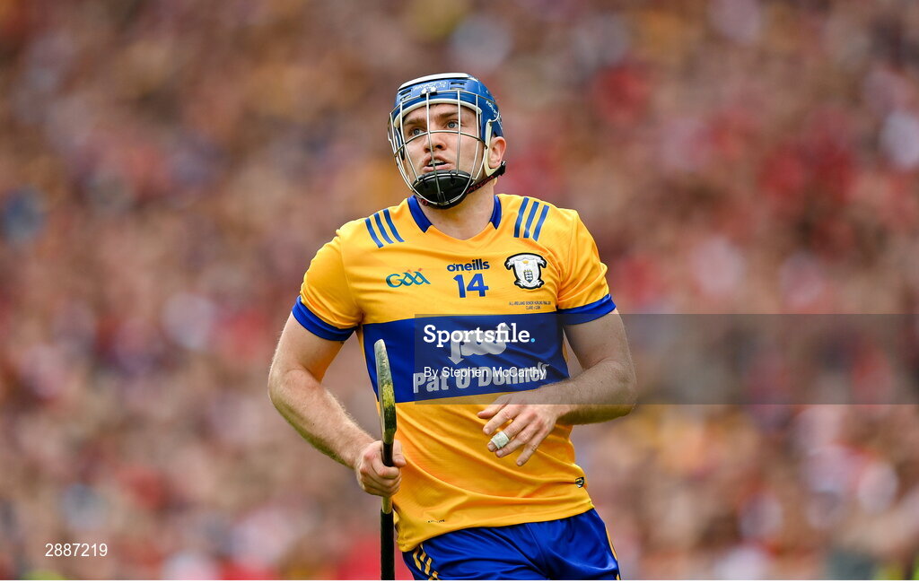 21 July 2024; Shane O'Donnell of Clare during the GAA Hurling All-Ireland Senior Championship Final between Clare and Cork at Croke Park in Dublin. Photo by Stephen McCarthy/Sportsfile