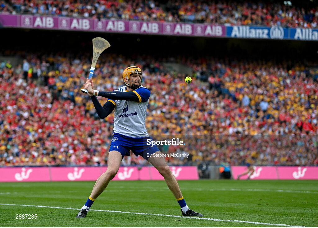 21 July 2024; Clare goalkeeper Eibhear Quilligan during the GAA Hurling All-Ireland Senior Championship Final between Clare and Cork at Croke Park in Dublin. Photo by Stephen McCarthy/Sportsfile