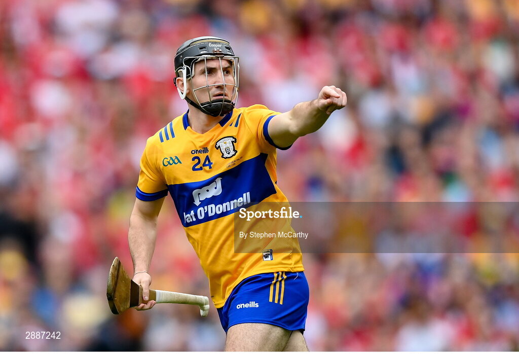 21 July 2024; Ian Galvin of Clare during the GAA Hurling All-Ireland Senior Championship Final between Clare and Cork at Croke Park in Dublin. Photo by Stephen McCarthy/Sportsfile