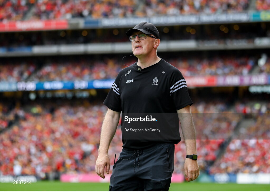 21 July 2024; Clare manager Brian Lohan during the GAA Hurling All-Ireland Senior Championship Final between Clare and Cork at Croke Park in Dublin. Photo by Stephen McCarthy/Sportsfile