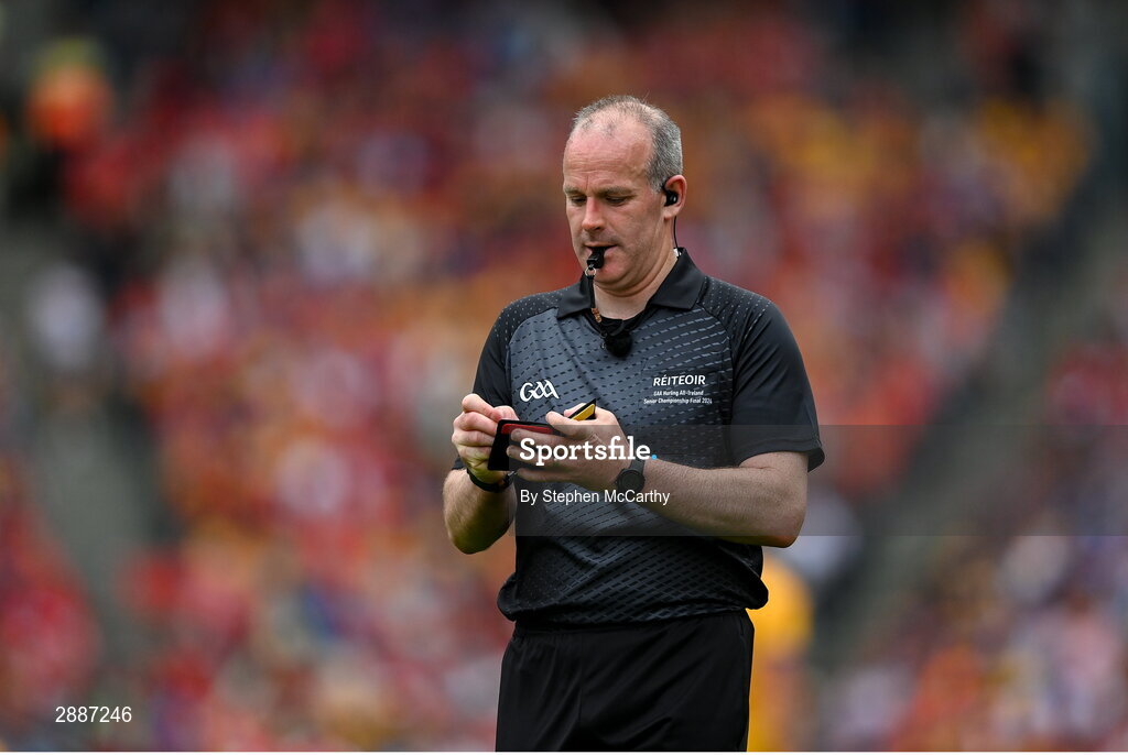 21 July 2024; Referee Johnny Murphy during the GAA Hurling All-Ireland Senior Championship Final between Clare and Cork at Croke Park in Dublin. Photo by Stephen McCarthy/Sportsfile